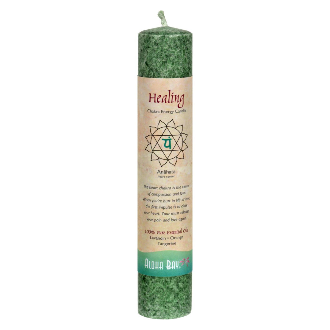 Aloha Bay - Chakra Pillar Candle - Green - 8" - Maras Green